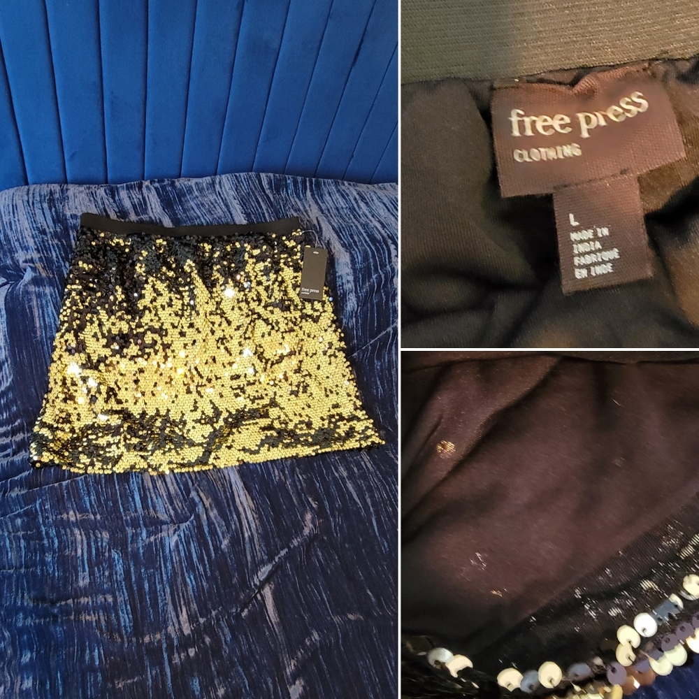 Black & Gols Sequin Skirt